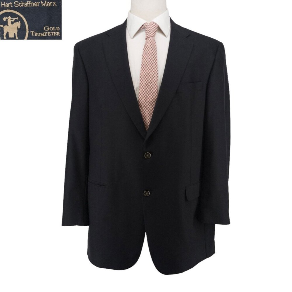 Hart Schaffner Marx Men's Sport Coat Blazer Suit Jacket 2 Button Blue 46XL